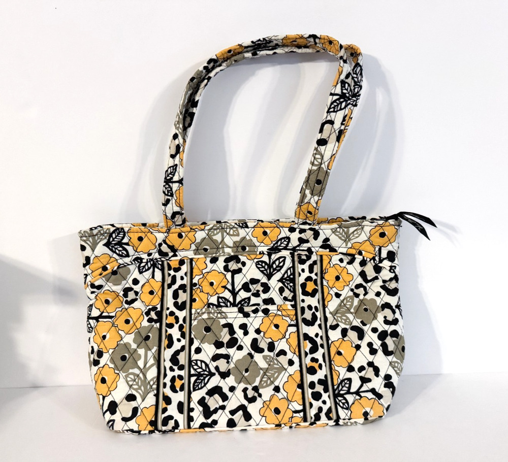Vera Bradley Go Wild Small Tote Bag Yellow Floral Cheetah Retired 2013 NWOT